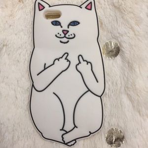 A cat phone case flicking you off